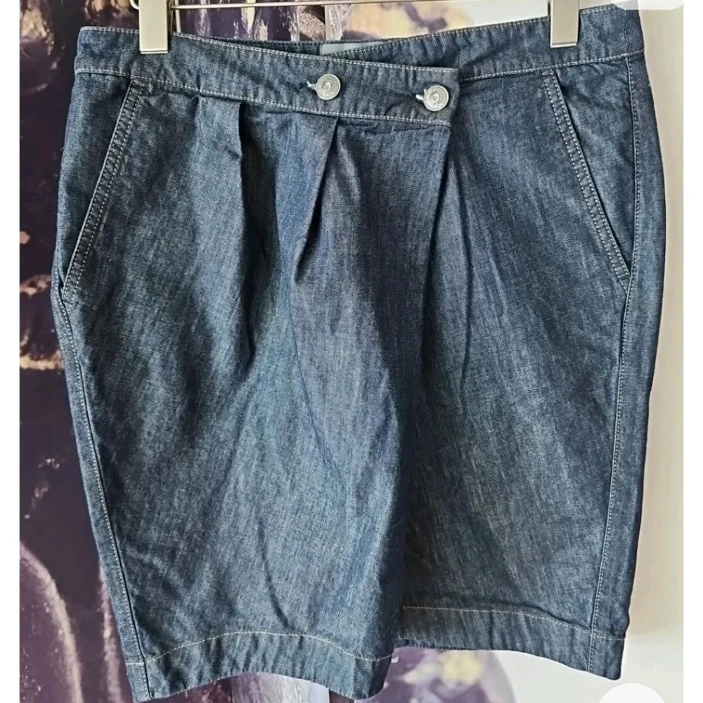 ALEXANDER MCQUEEN MCQ‎ Women's Knee Length Pleat Front Blue Denim Skirt Size 46